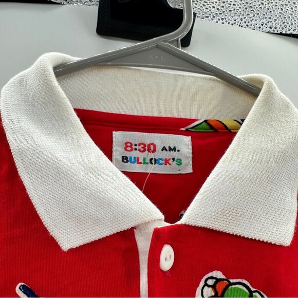 Vintage 8:30 a.m. Bullock's Red Multi Hello Kitty Short Sleeve Polo Shirt Sz L - Picture 7 of 11